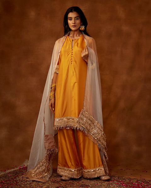 Tangerine Kurta Pant Set