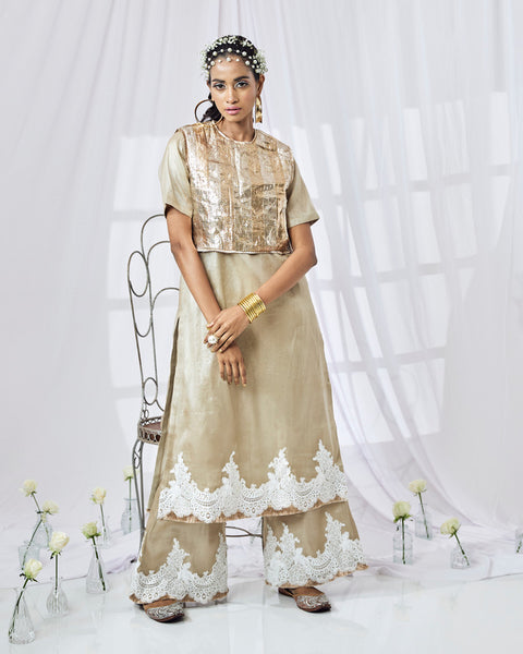 Lace Kurta and Pant Set