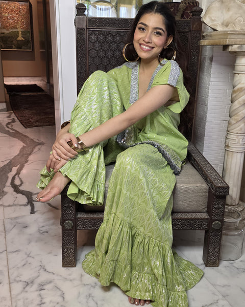 Silver Dash - Short Kurta and Sharara Set