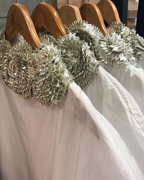 White Silver Rosetta Top