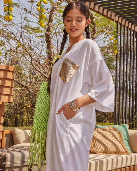 White Gota Kurta Pant Set