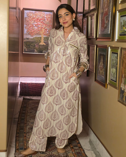 Fez Sunday Morning Kurta and Kinkri Pant Set