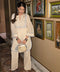 Plain Dobby Mirror Yoke Kurta with Wide Leg Pant Set