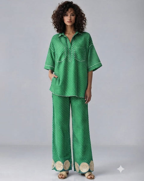 Leheriya Oversized Shirt with Rosetta Pant