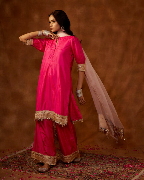 Tangerine Pant Set with Soni Dupatta