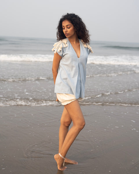 Ice Shoulder Stripe Top