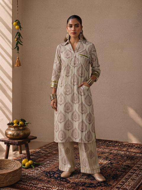 Fez Sunday Morning Kurta and Kinkri Pant Set
