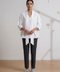 White Batwing Tie-Up Top