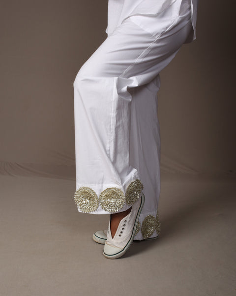 White Silver Rosetta Pant