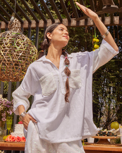 White Dazzle Oversized Shirt