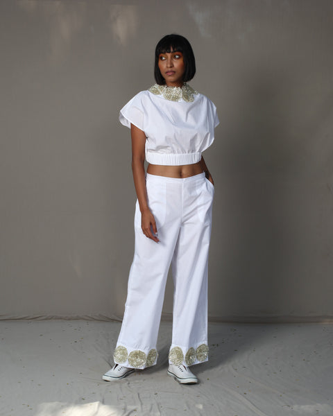 White Rosetta Crop Top