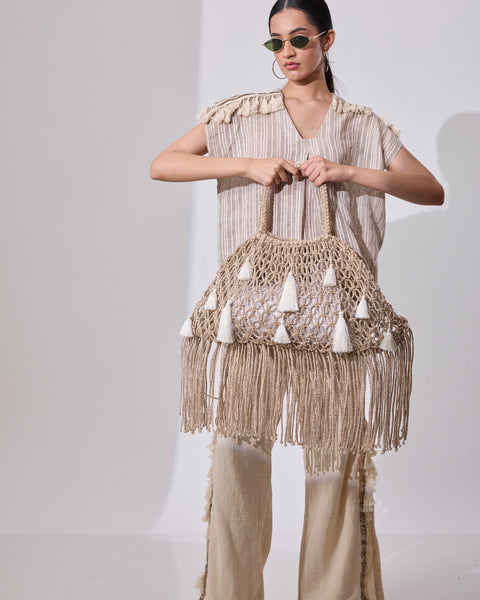 Bahama SilverJute Jali Tote Bag