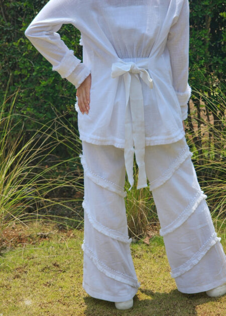 White Fringe Pants