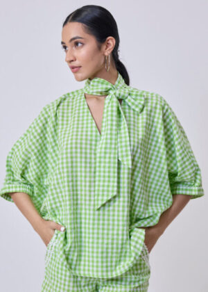 Checks Tie-Up Top