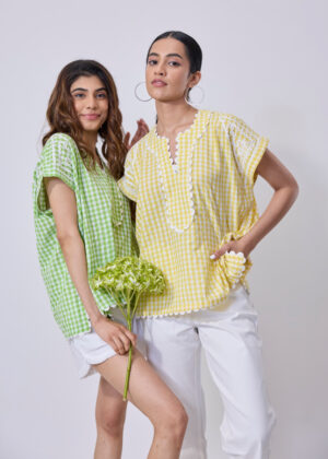 Checks Drop Shoulder Top