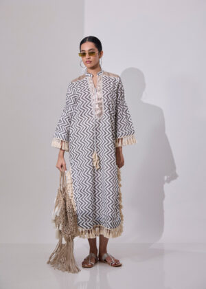 Holiday Kaftan Grey Zig Zag